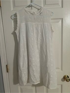 Women’s White Eyelet Sleeveless Dress